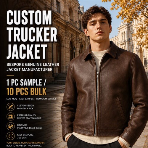 Men's Walnut Brown Heavy Veg Tanned Leather Jacket, Plain Ukrainian Cut