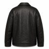 Men's Matte Black Oversized Biker Leather Jacket, Plain Polish Cut
