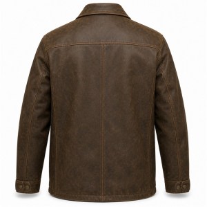 Men's Hunter Brown Leather Jacket with Multi Pocket Detail, Polish Cut