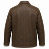 Men's Hunter Brown Leather Jacket with Multi Pocket Detail, Polish Cut