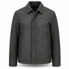 Men's Anthracite Grey Business Cowhide Leather Jacket, Polish Cut