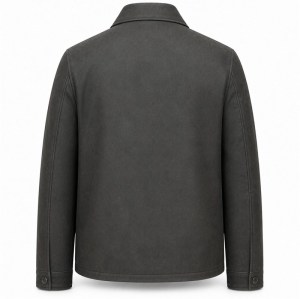 Men's Anthracite Grey Business Cowhide Leather Jacket, Polish Cut