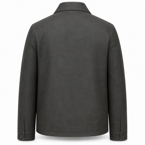 Men's Anthracite Grey Business Cowhide Leather Jacket, Polish Cut