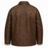 Men's Earth Brown Distressed Leather Jacket, Workwear Polish Cut