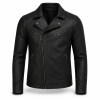 Men's Matte Black Biker Leather Jacket, Plain Czech Biker Cut