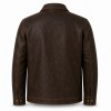 Men's Coffee Oil Wax Leather Jacket, Utility Plain Czech Cut