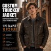 Men's Coffee Oil Wax Leather Jacket, Utility Plain Czech Cut