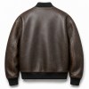 Men's Tea Core Brown Leather Bomber Jacket, Plain Czech Bomber Cut