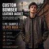 Men's Tea Core Brown Leather Bomber Jacket, Plain Czech Bomber Cut