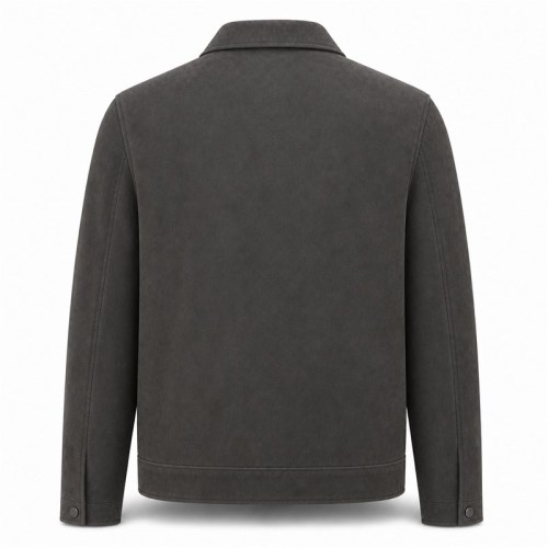 Men's Charcoal Grey Commuter Leather Jacket, Plain Czech Cut
