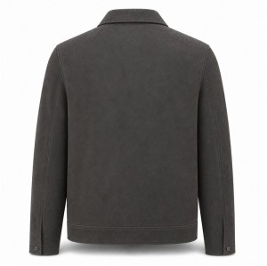 Men's Charcoal Grey Commuter Leather Jacket, Plain Czech Cut