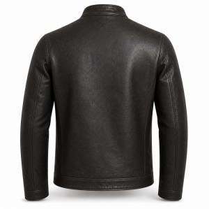 Men's Charcoal Black Urban Racer Leather Jacket, Plain Slovak Cut