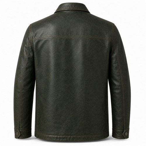 Men's Deep Forest Green Mountain Trek Leather Jacket, Slovak Cut