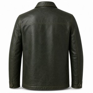 Men's Deep Forest Green Mountain Trek Leather Jacket, Slovak Cut