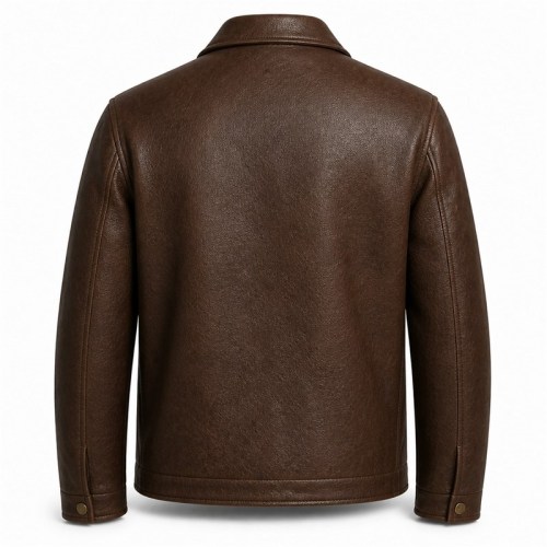 Men's Deep Walnut Brown Vintage Casual Leather Jacket, Slovak Cut