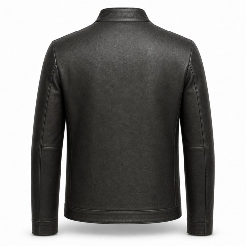 Men's Black Modern Alpine Commuter Leather Jacket, Plain Austrian Cut