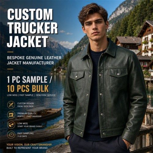 Men's Pine Green Oil Wax Leather Jacket, Alpine Resort Austrian Cut