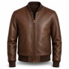 Men's Walnut Brown Retro A2 Leather Bomber Jacket, Austrian Cut