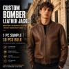 Men's Walnut Brown Retro A2 Leather Bomber Jacket, Austrian Cut