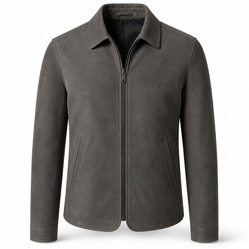 Men's Rock Grey Urban Blazer Leather Jacket, Plain Austrian Cut