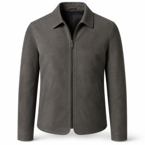 Men's Rock Grey Urban Blazer Leather Jacket, Plain Austrian Cut
