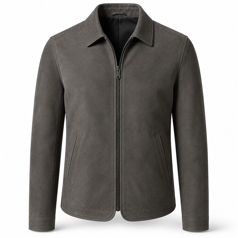 Men's Rock Grey Urban Blazer Leather Jacket, Plain Austrian Cut