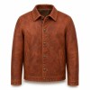 Men's Terracotta Heritage Button Leather Jacket, Austrian Cut