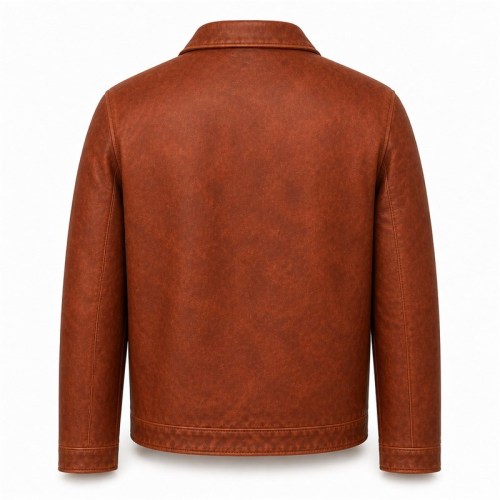 Men's Terracotta Heritage Button Leather Jacket, Austrian Cut