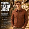 Men's Terracotta Heritage Button Leather Jacket, Austrian Cut