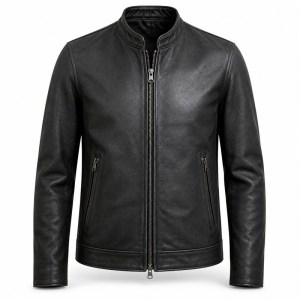 Men's Matte Black Urban Racer Leather Jacket, Plain Hungarian Cut