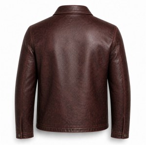 Men's Wine Red Brown Vintage Leather Jacket, Plain Hungarian Cut