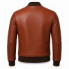 Men's Terracotta Brown Tailored Leather Bomber Jacket, Hungarian Cut