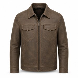 Men's Chinchilla Brown Urban Outdoor Leather Jacket, Hungarian Cut