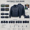 Men's Night Sky Blue Button Leather Jacket, Plain Hungarian Cut