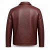 Men's Deep Wine Red Brown Retro Leather Jacket, Plain Spanish Cut