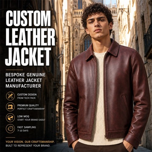 Men's Deep Wine Red Brown Retro Leather Jacket, Plain Spanish Cut