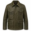 Men's Olive Green Utility Leather Jacket, Plain Spanish Utility Cut
