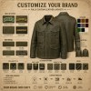 Men's Olive Green Utility Leather Jacket, Plain Spanish Utility Cut
