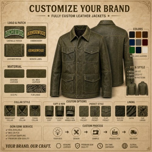 Men's Olive Green Utility Leather Jacket, Plain Spanish Utility Cut