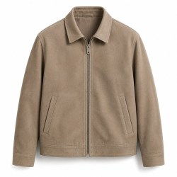 Men's Beige Grey Brown Relaxed Leather Jacket, Plain Spanish Cut