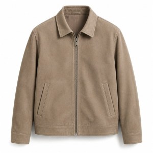 Men's Beige Grey Brown Relaxed Leather Jacket, Plain Spanish Cut