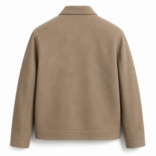 Men's Beige Grey Brown Relaxed Leather Jacket, Plain Spanish Cut