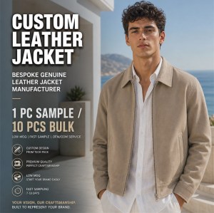 Men's Beige Grey Brown Relaxed Leather Jacket, Plain Spanish Cut