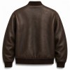 Men's Deep Coffee Urban Bomber Leather Jacket, Plain Spanish Cut