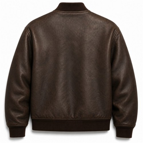 Men's Deep Coffee Urban Bomber Leather Jacket, Plain Spanish Cut