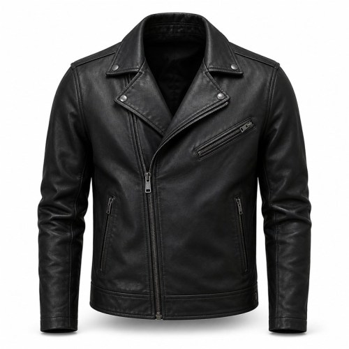 Men's Matte Black Urban Biker PU Leather Jacket, Plain Spanish Cut