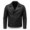 Men's Matte Black Urban Biker PU Leather Jacket, Plain Spanish Cut