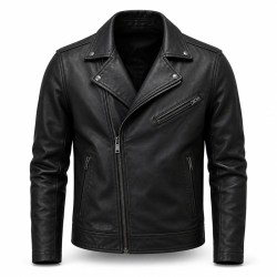 Men's Matte Black Urban Biker PU Leather Jacket, Plain Spanish Cut