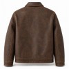 Men's Deep Brown Distressed Retro PU Leather Jacket, Spanish Cut