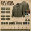 Men's Olive Green Functional Utility PU Jacket, Plain Spanish Cut